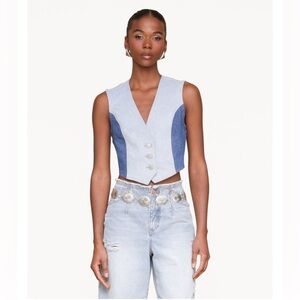 Avec Les Filles
Stylish Two-Tone Denim Vest